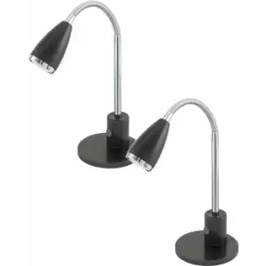 Image of 2 pack Table Lamp Anthracite Chrome Plated Steel Rocker Switch GU10 3W Included