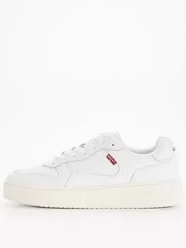 image of Levis Glide Leather Trainers - White, Size 7.5, Men