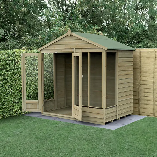 image of 7' x 5' Forest 4Life 25yr Guarantee Double Door Apex Summer House (2.28m x 1.53m)