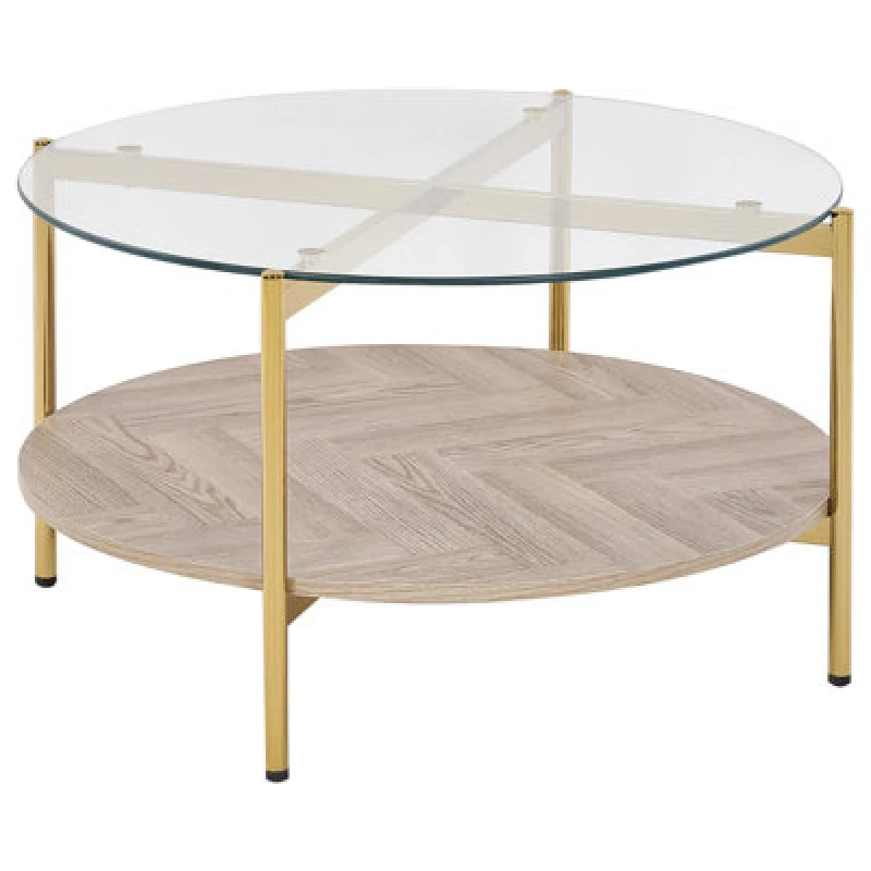 Image of Beliani Coffee Table Lovell Tempered Glass Gold