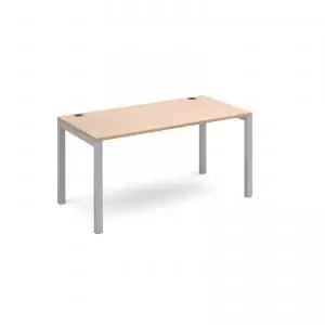 Image of Connex single desk 1400mm x 800mm - silver frame and beech top