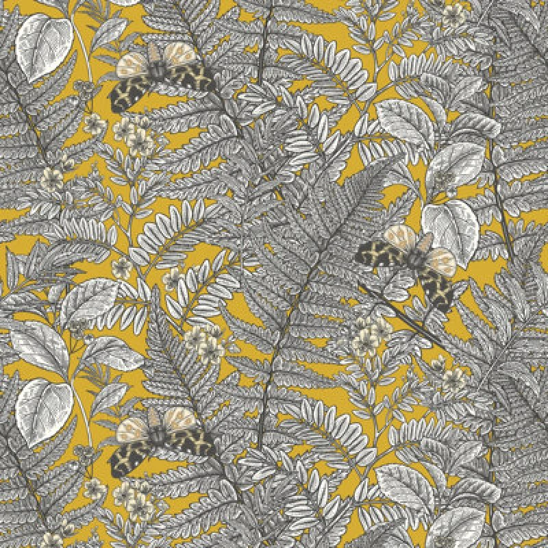 Image of Hoopla Walls Wild Ferns Mustard Smooth Matt Wallpaper