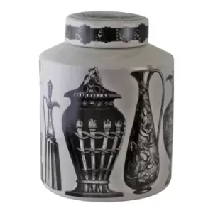 Image of Geko Small Round Grecian Style Porcelain Jar Grecian Figures