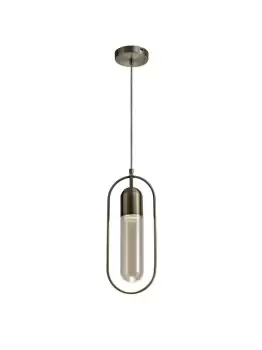 Image of Ceiling Pendant, 1 x 7W LED, 4000K, 790lm, Antique Brass, Amber