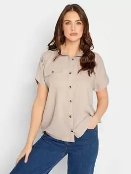 Image of Long Tall Sally Short Sleeve Pocket Utility Shirt - Blush, Pink, Size 12, Women