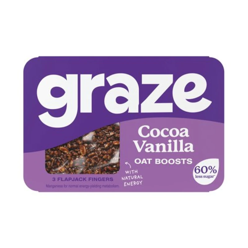 Image of Graze Graze Cocoa Vanilla Oat Boosts Flapjack Snack 50g (Pack of 9) C009513 C009513