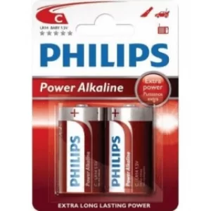 Image of Philips LR14 1.5V Alkaline C Batteries (2 Pack)