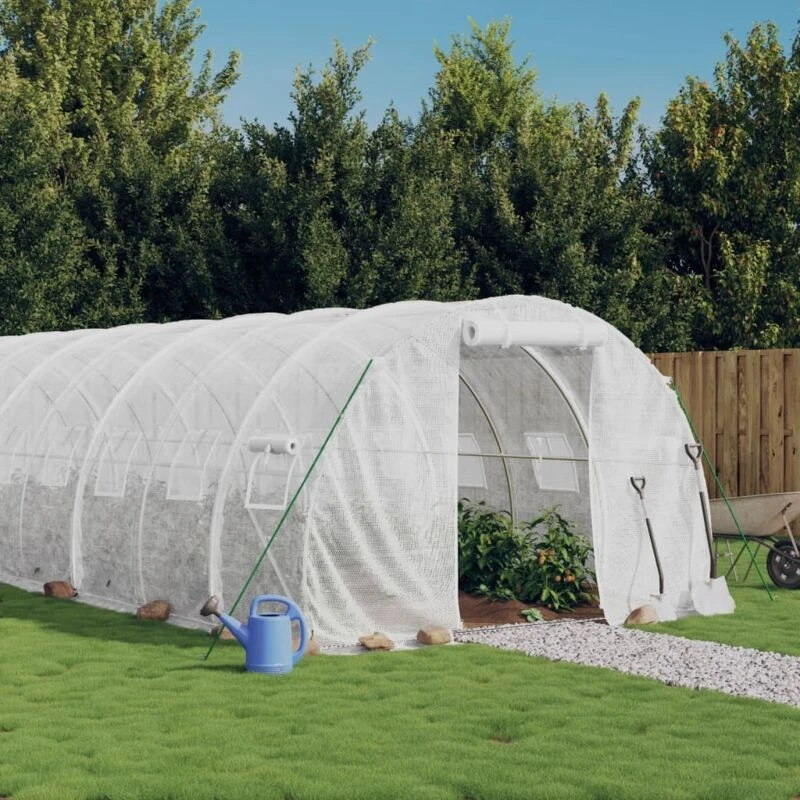 Image of vidaXL Greenhouse with Steel Frame White 24 m 8x3x2 m, White 3188052