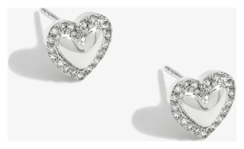 Image of Simply Silver Sterling Silver Heart Stud Earrings