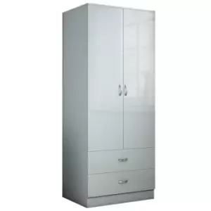 Image of Chilton 2 Door Combination Wardrobe - Grey Gloss - Grey