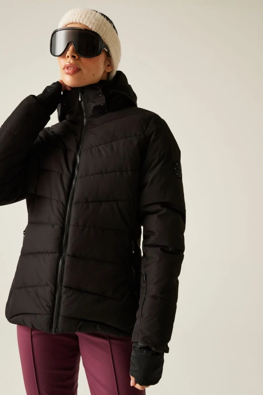 Image of Dare 2b Womens Glacial Waterproof Insulated Padded Ski Jacket in Jet Black Size: 18 Jet Black Female 18