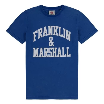 Image of Franklin and Marshall Logo T Shirt - Blue