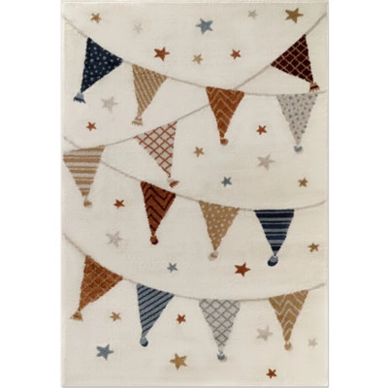 Image of The Rugs Adventures Kids Rug Party Theme Low Pile Playroom Rug Runner In White
