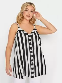 Image of Yours Button Through Cami Black White, Black, Size 16, Women