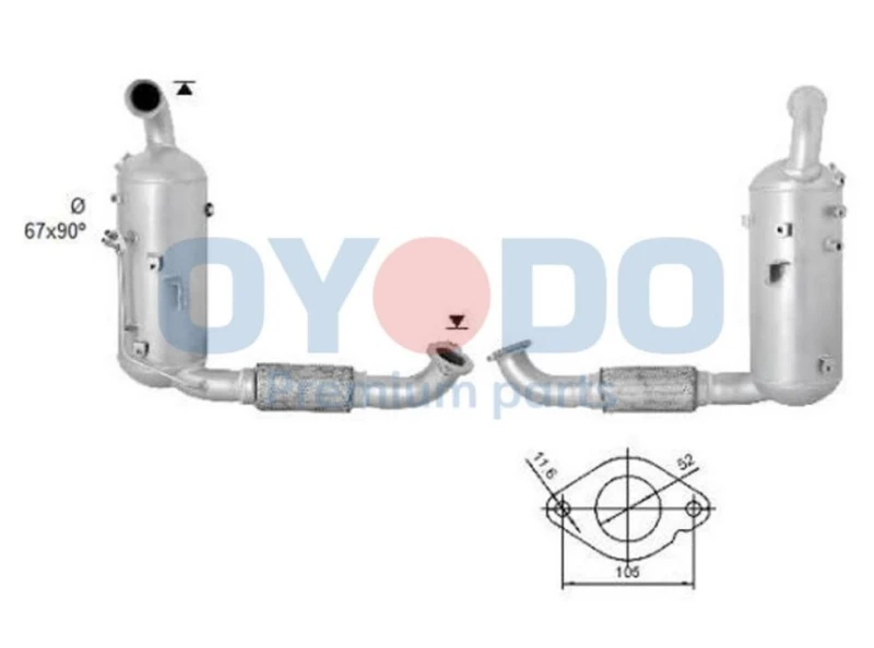 Image of Oyodo 20N0057-OYO Particulate Filter with mounting parts Soot-/ Particle Filter,exhaust system (1256)