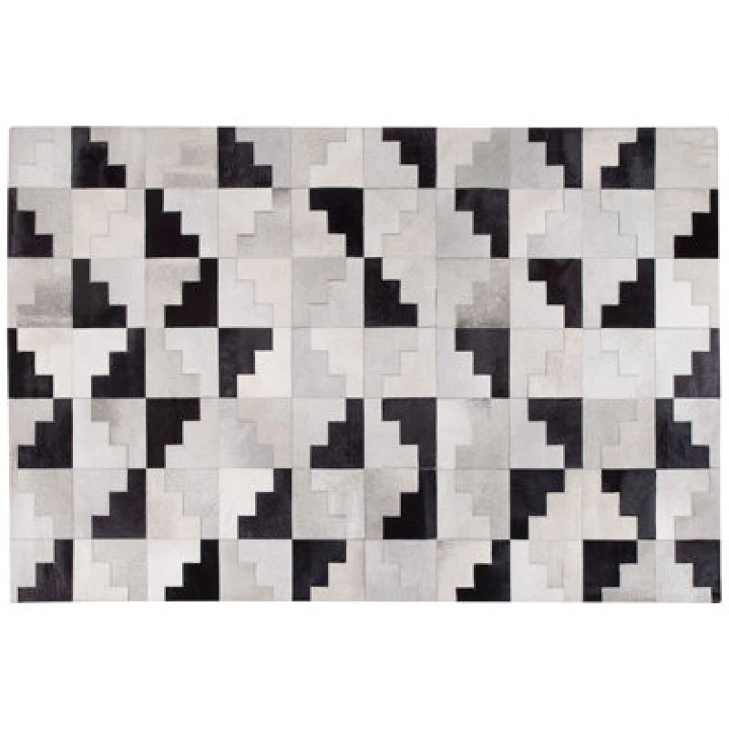 Image of Beliani Rug Efirli Grey 160 X 230 Cm Leather