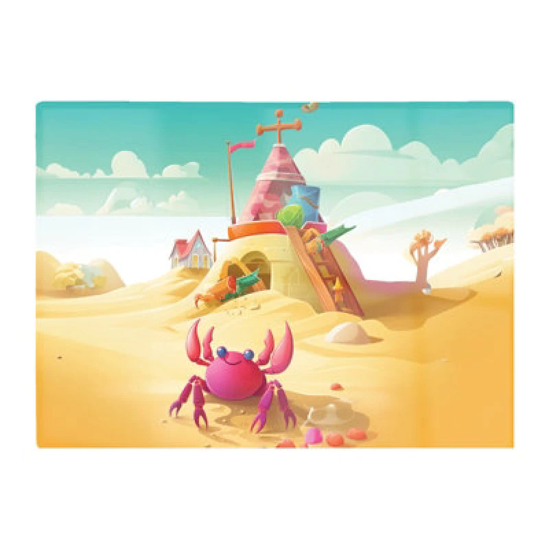 Image of Warren Reed Designer Pink Crab On A Beach Holiday Glass Chopping Board