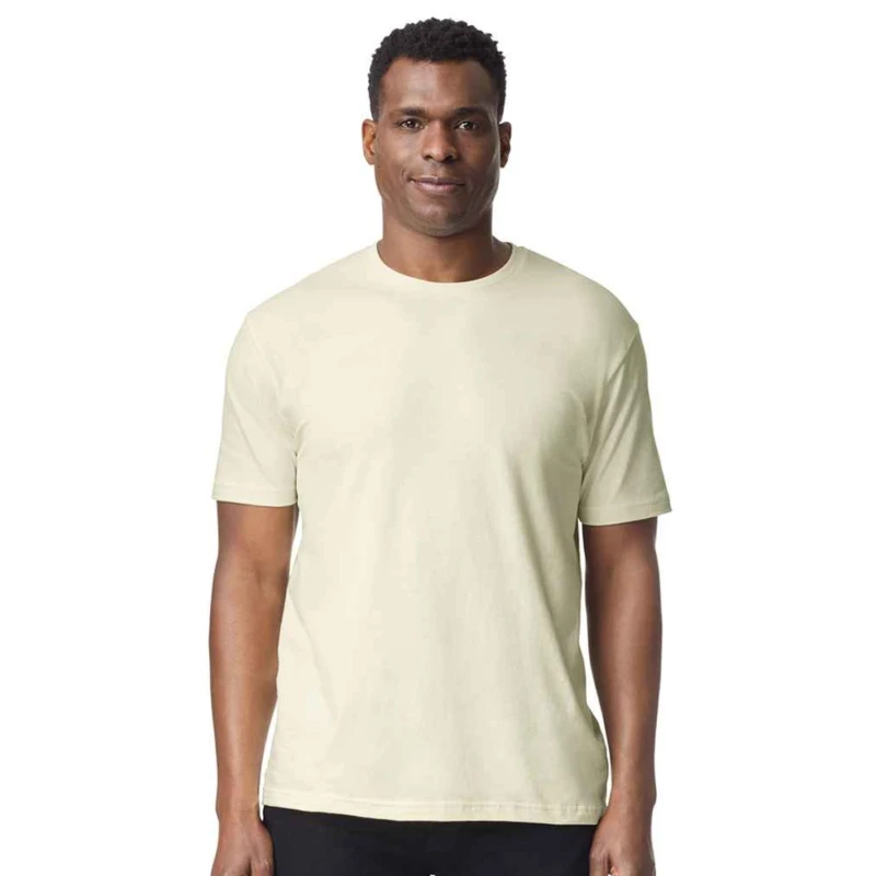 Image of Gildan Mens Ringspun Cotton Soft Touch T-Shirt in Off-White Size: Large Off-White Male L