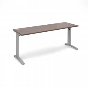 image of TR10 Straight Desk 1800mm x 600mm - Silver Frame Walnut Top