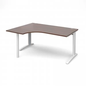 image of TR10 Left Hand Ergonomic Desk 1600mm - White Frame Walnut Top