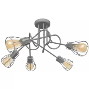 image of Helam Oxford Multi Arm Semi Flush Ceiling Light Grey 64cm