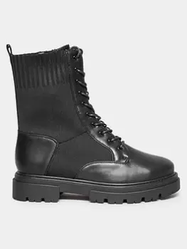 Image of Yours Extra Wide Fit Sock Lace Up Boot - Black, Size E, Women