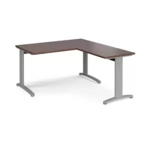 Image of Office Desk Rectangular Desk 1400mm With Return Walnut Tops With Silver Frames TR10