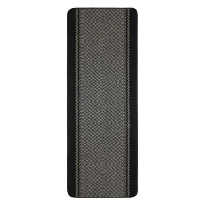 Image of THE RUGS Washable Designer Rugs & Mats Lined Bordered Design in Black 116Bl Size: 67cm x 180cm Black Unisex 67cm x 180 cm