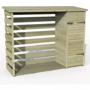 image of 6'5 x 2'3 Forest Pent Logstore with Tool Storage (2m x 0.7m) - Natural Timber