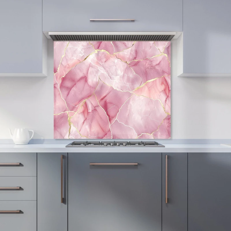 Image of Warren Reed - Designer Light Rose Marble Effect Kitchen Splashback in Grey Size: 700mm x 650mm Grey Unisex 700mm x 650mm