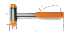 image of Beta Tools 1392HS H-Safe Tethered Dead-Blow Hammer Interchangeable Face Ø 35mm