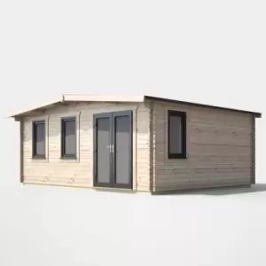 image of Power 16' x 18' Chalet Log Cabin - Right Side Double Door