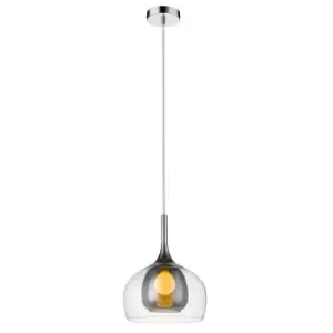 image of Contemporary Dome Pendant Ceiling 1 Light Smoked Grey, Glass