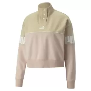 image of Puma Power Half Placket Sweatshirt Womens - Beige