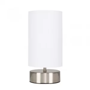 Image of Francis Brushed Chrome Touch Table Lamp with White Shade