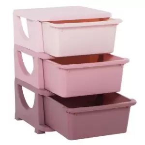 image of Kids 3 Tier Vertical Tower Storage Unit with Drawers Pink