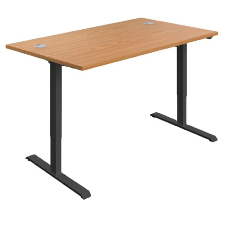 Image of First Economy Single Motor Sit/Stand Desk 1200x800x705-1220mm Nova Oak/Black KF803772