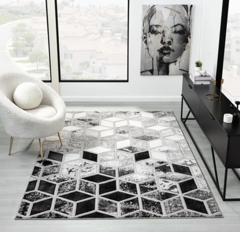Image of The Linen Consultancy The Linen Consultancy TLC 5 Star Hotel Concept Bianco Rug Grey / Silver in Dark Grey Size: 120cm x 170cm Dark Grey 120cm x 170