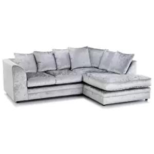 Image of Canolo Luxury RHF Corner Chaise Crush Velvet Sofa Silver