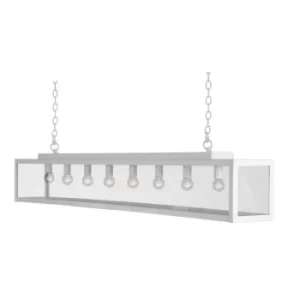 Zenia 8 Light Straight Bar Pendant Ceiling Light White Frosted