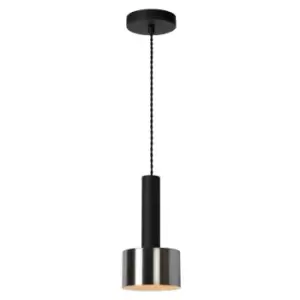 Image of Lucide Teun Retro Pendant Light 13cm 1xE27 Black