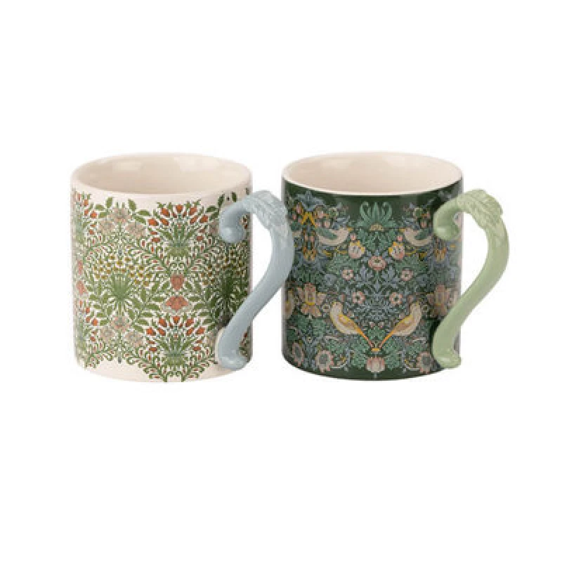 Image of WILLIAM MORRIS AT HOME Set of 2 Kitchen Garden Mugs Multi-Coloured Ceramic ONE SIZE