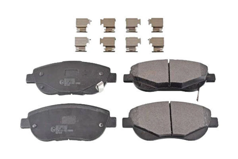 Image of SWAG 33 10 6381 Brake pad set Front Axle, with acoustic wear warning, with fastening/mounting material, with fastening material Brake Pad Set,disc br