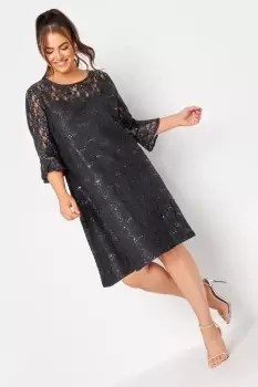Image of Lace Sequin Embellished Swing Dress
