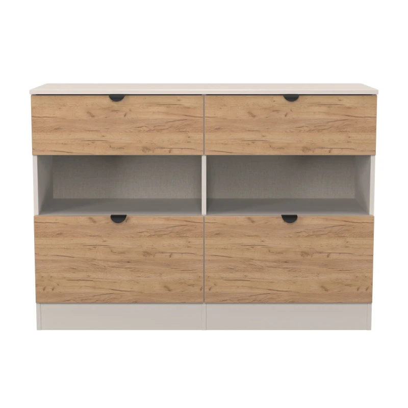 Image of Welcome Furniture Solomon 4 Drawer Open Shelf Wide Chest Chest of Drawers Regular Beige 42368190390