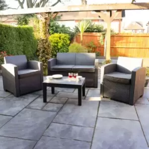 Image of Groundlevel 4 Piece Rattan Furniture Set - Black