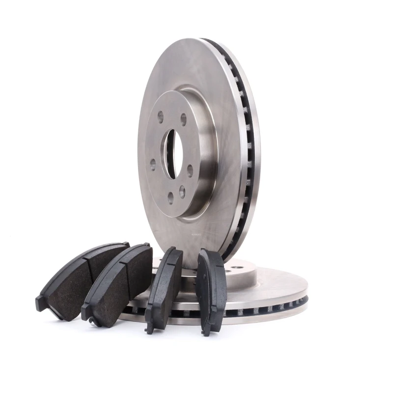 Image of RIDEX 3405B0221 Brake disc and pads set Front Axle, Brake Disc Type: Vented, with acoustic wear warning Brake Set,disc brakes (3405)