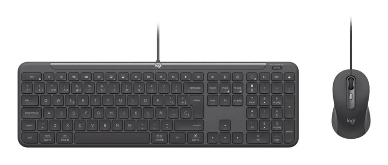 Image of Logitech Logitech 920-013343 keyboard Mouse included Home/Office USB QWERTZ German Graphite 920-013343