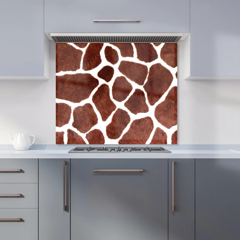 Image of Warren Reed - Designer Giraffe Spots Print Kitchen Splashback in Brown Size: 700mm x 750mm Brown Unisex 700mm x 750mm
