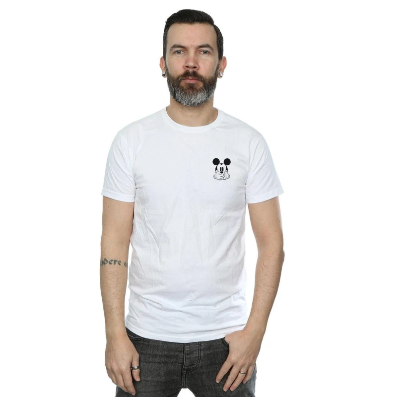 Image of Disney Men Mickey Mouse Dont Speak Breast Print T-Shirt in White Size: Small White S Male 5057981547845
